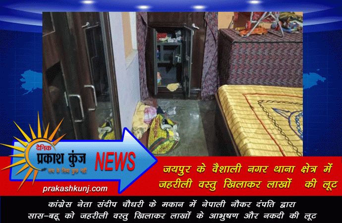 चाय में नशीली पदार्थ पिलाकर आभूषण व नकदी लूटी