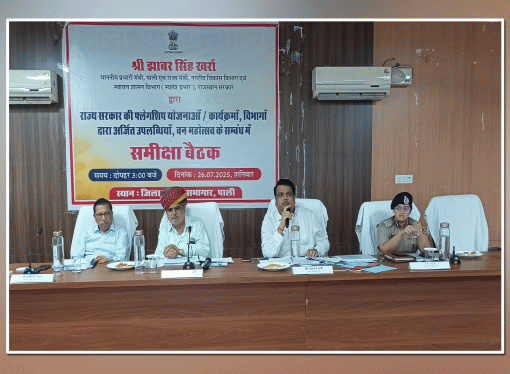 विभागीय समीक्षा बैठक, फ्लैगशिप योजनाओं एवं विभागीय उपलब्धियों के संबंध में कार्य गुणवत्तापूर्ण व निर्धारित समय सीमा में हों – पाली जिला प्रभारी मंत्री